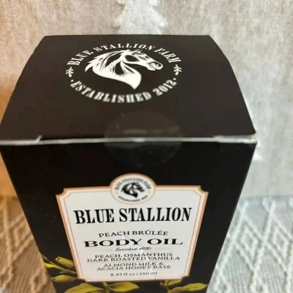 Blue Stallion Farm Peach Brûlée Body Oil.‎ 8.45 fl oz. Sealed in box. - Picture 2 of 6